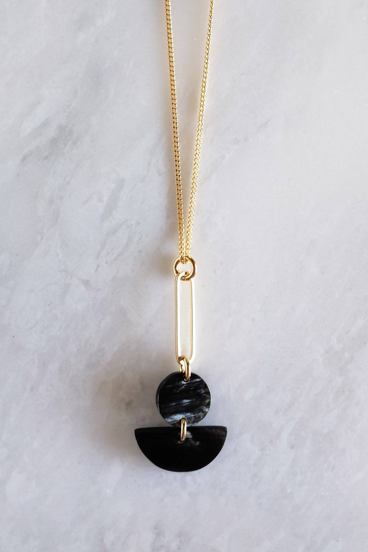 Pin & Geo Pendant Necklace