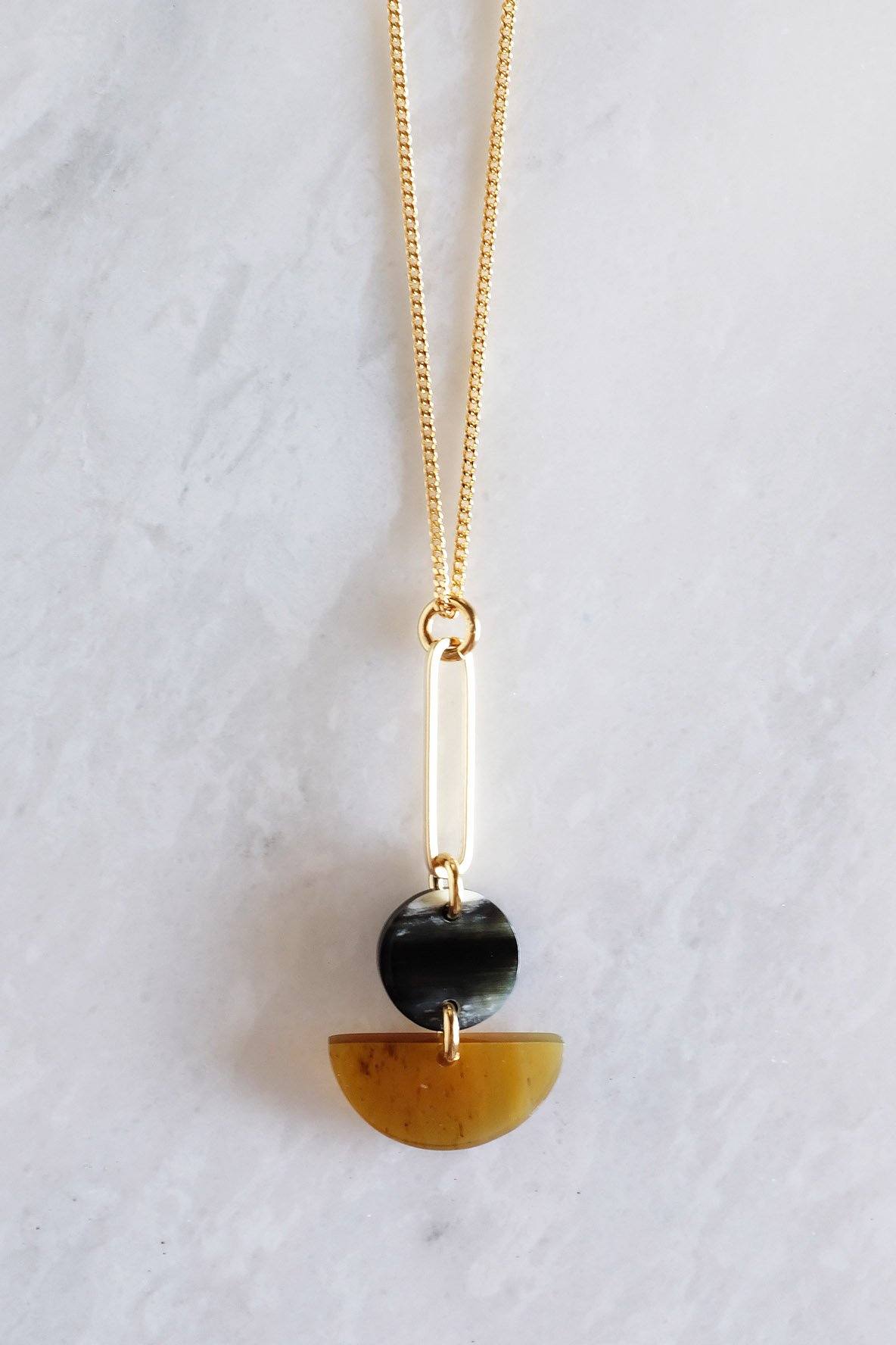 Pin & Geo Pendant Necklace