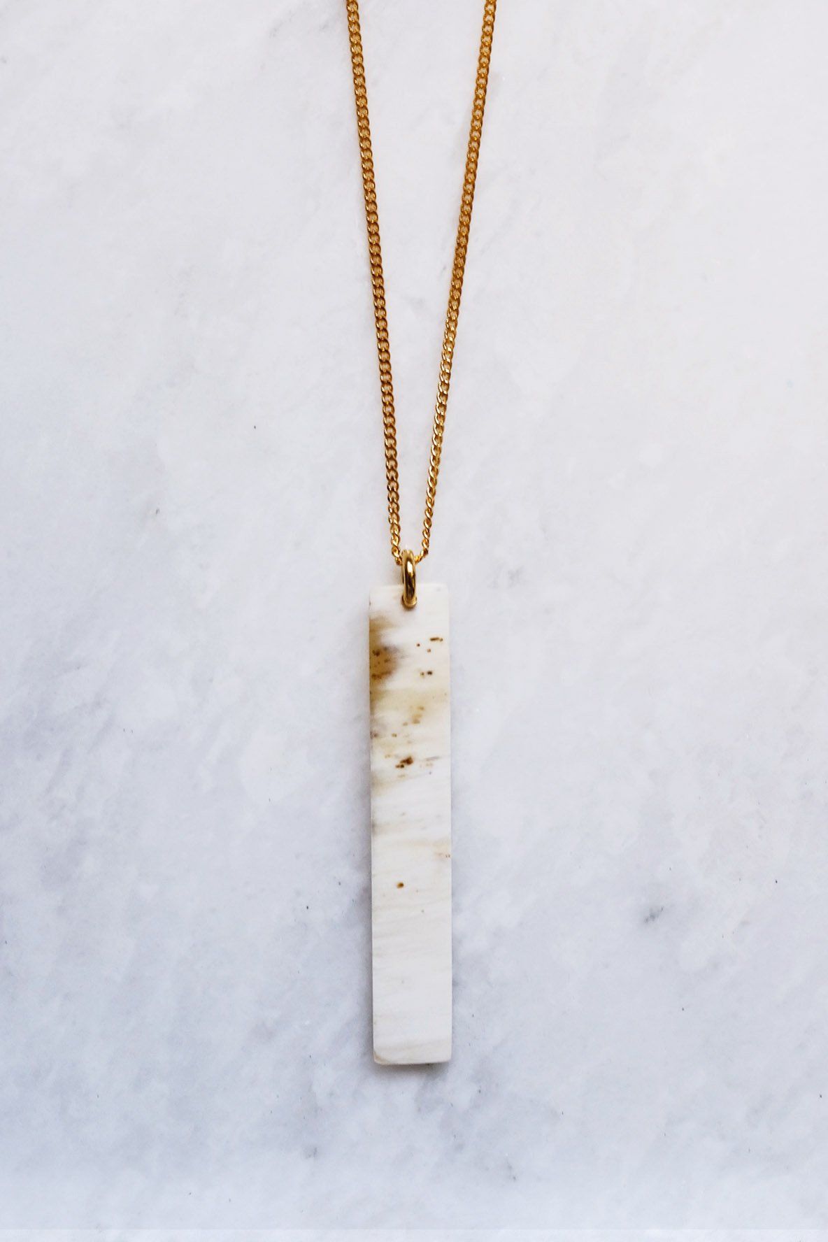 Buffalo Horn Bar Pendant Necklace