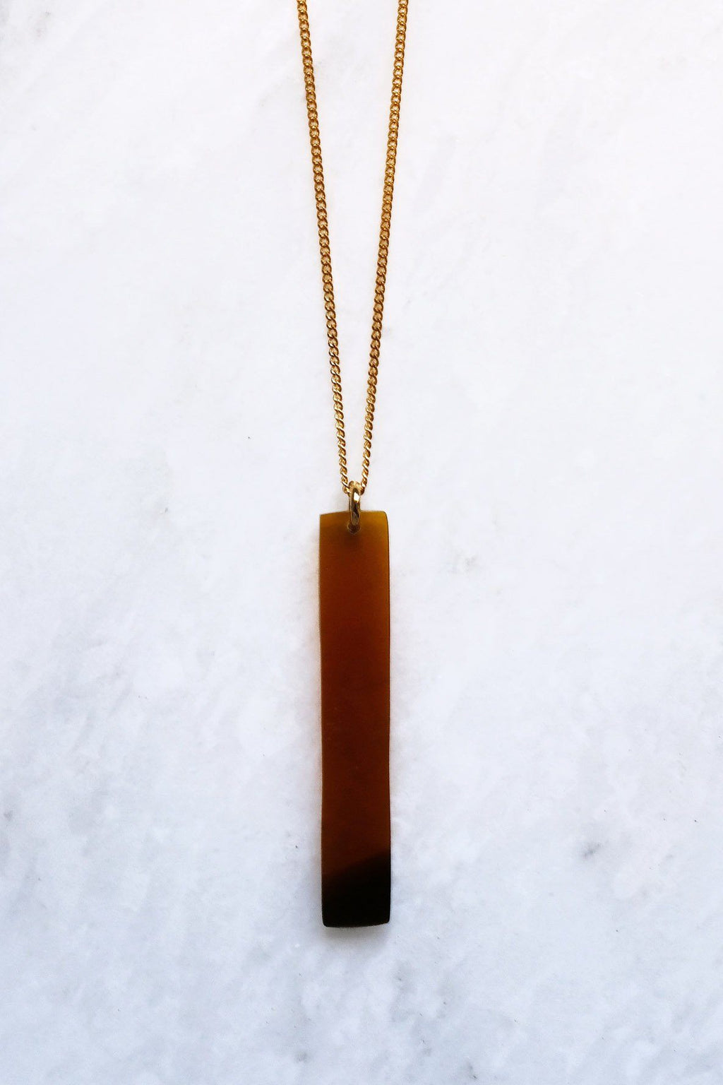 Buffalo Horn Bar Pendant Necklace