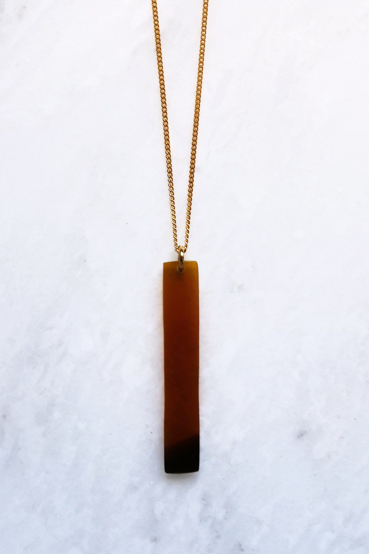 Buffalo Horn Bar Pendant Necklace