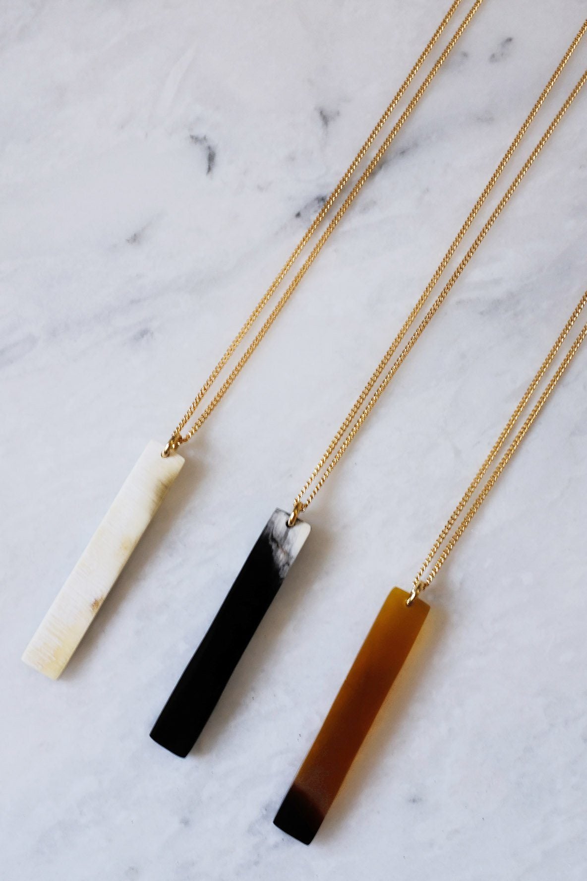 Buffalo Horn Bar Pendant Necklace